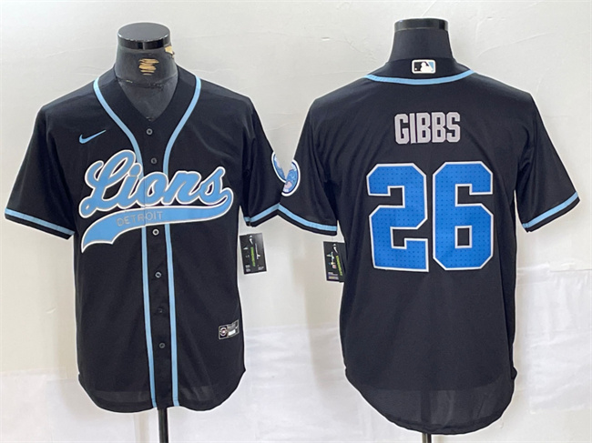 Men's Detroit Lions Blank Grey Cool Base Stitched Baseball Jersey